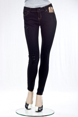 Ripped Black Distressed Elastic Stretchy