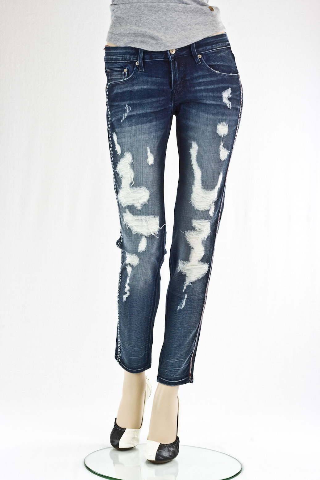 Женские джинсы Cult of individuality винтажные "Скини" Hitcher destroyed jeans интернет-магазин Fashion Jeans