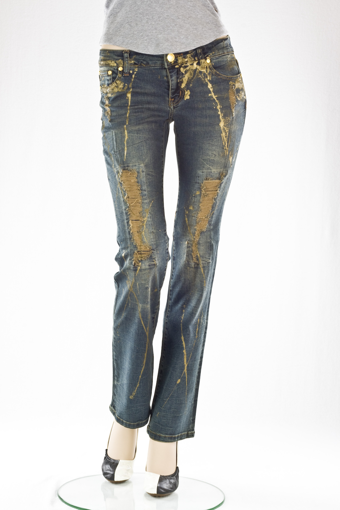 Женские джинсы VO Jeans LA винтажные "Буткат" Desrtoyed Bootcut jeans vintage интернет-магазин Fashion Jeans